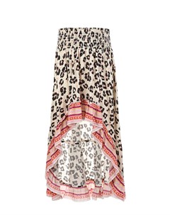 Длинная леопардовая юбка с розовой полосатой отделкой детская Twinset