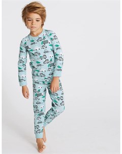 Хлопковая пижама с добавлением эластичного волокна 1 7 лет Marks & spencer