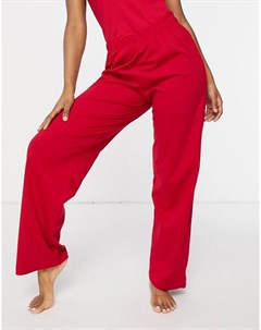 Красные комбинируемые брюки прямого кроя от пижамы Asos design