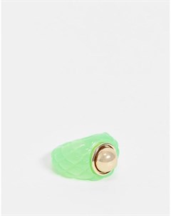 Зеленое кольцо из фактурного пластичного каучука с отделкой заклепкой Asos design