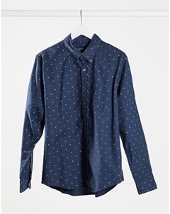 Темно синяя узкая оксфордская рубашка Abercrombie & fitch
