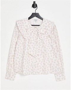 Свободная блузка с бантом и винтажным цветочным принтом Neon rose
