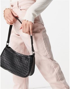 Черная сумка на плечо с плетеной отделкой Odessa Monki