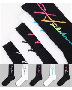 Набор из 4 пар черно белых носков с логотипом Hollister