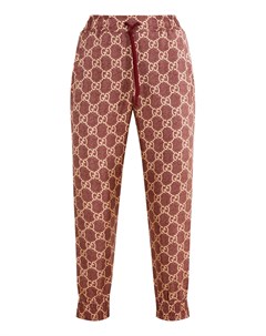 Шелковые брюки с монограммами GG Supreme Gucci
