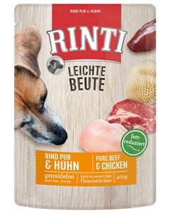 Leichte Beute для взрослых собак с чувствительным пищеварением с говядиной и курицей 400 гр х 10 шт Rinti