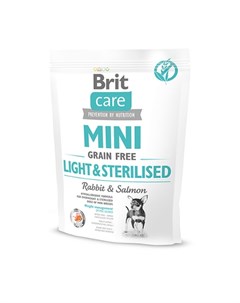 Care Mini Light Sterilised Сухой беззерновой корм для взрослых собак мини пород с избыточным весом и Brit*