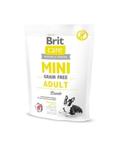 Care Mini Grain Free Adult Сухой беззерновой корм для взрослых собак мини пород с ягненком 400 гр Brit*