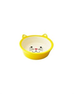 Миска для кошек в виде мордочки кошки желтая керамика 250 мл N1