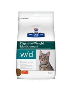 Prescription Diet w d Digestive Weight Management Сухой лечебный корм для кошек при проблемах с весо Hill`s