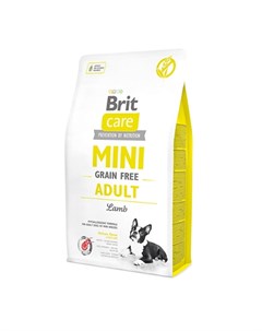 Care Mini Grain Free Adult Сухой беззерновой корм для взрослых собак мини пород с ягненком 2 кг Brit*