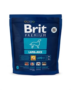 Premium Lamb Rice Гипоаллергенный сухой корм для взрослых собак всех пород с ягненком и рисом 1 кг Brit*