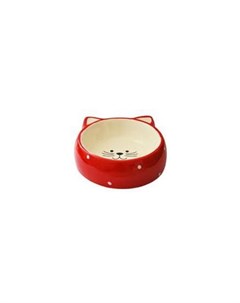 Миска для кошек в форме мордочки кошки красная керамика 120 мл N1