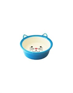 Миска для кошек в форме мордочки кошки голубая керамика 250 мл N1