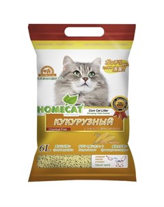 Эколайн Кукурузный Комкующийся наполнитель для кошек 6 л Homecat