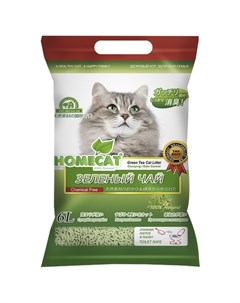 Эколайн Зеленый чай Комкующийся наполнитель для кошек с ароматом зеленого чая 6 л Homecat