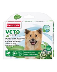 VETO pure БИО капли от блох и клещей для собак средних пород Beaphar