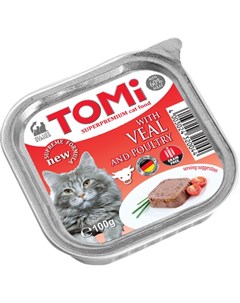 Кусочки паштета в соусе для взрослых кошек с телятиной и птицей 100 гр Tomi
