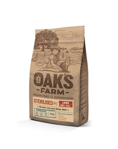 Grain Free Sterilised Adult Cat беззерновой сухой корм для кастрированных стерилизованных кошек ягне Oak's farm