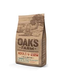 Grain Free Adult All Breeds беззерновой сухой корм для взрослых собак всех пород белая рыба 12 кг Oak's farm