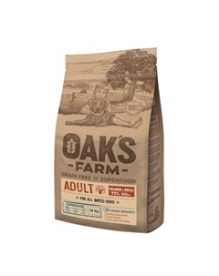 Grain Free Adult All Breeds беззерновой сухой корм для взрослых собак всех пород лосось и криль 18 к Oak's farm