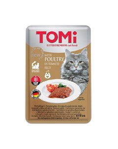 Кусочки паштета в желе для кошек и котят с птицей и томатами 100 гр Tomi