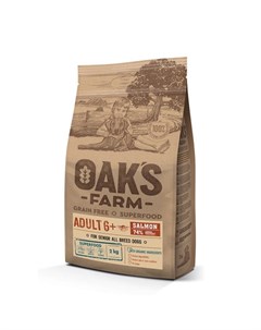 Grain Free Adult 6 All Breeds Беззерновой сухой корм для пожилых собак старше 6 лет всех пород лосос Oak's farm