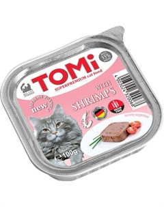 Кусочки паштета в соусе для взрослых кошек с креветками 100 гр Tomi
