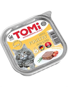 Кусочки паштета в соусе для взрослых кошек с птицей и печенью 100 гр Tomi