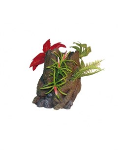 Грот Коряга с растениями и цветами 13 5х13х21 см N1