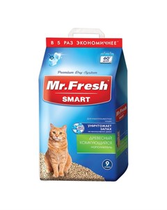 Mr Fresh Smart древесный комкующийся наполнитель для короткошерстных кошек 4 2 кг Mr. fresh