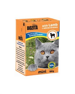 Mini Кусочки паштета в желе для взрослых кошек с ягненком 190 гр Bozita