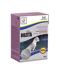 Feline Funktion Sensitive Hair And Skin Кусочки паштета в соусе для взрослых кошек с курицей 190 гр Bozita