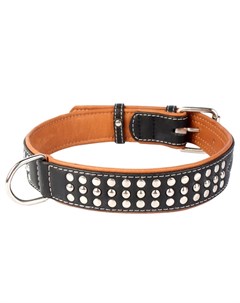 Ошейник для собак Soft кожаный с металлическим украшением ширина 2 см длина 30 39 см черный Collar