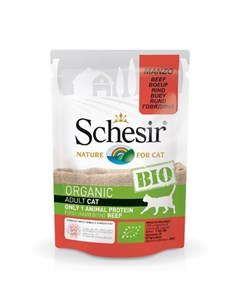 Влажный корм для взрослых кошек с говядиной 85 гр Schesir bio