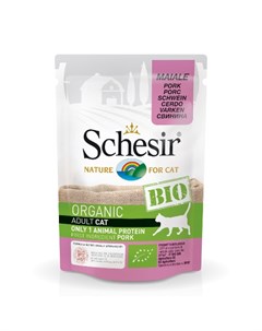 Влажный корм для взрослых кошек со свининой 85 гр Schesir bio