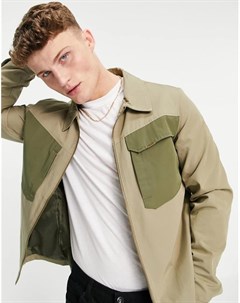 Зеленая нейлоновая куртка с контрастными карманами Only & sons