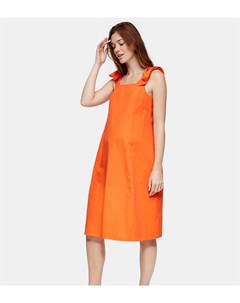 Оранжевое поплиновое платье миди Topshop maternity