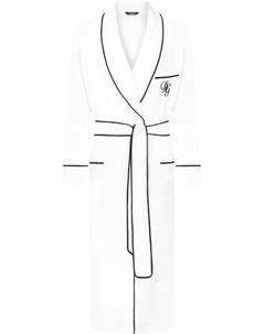 Льняной халат с вышитым логотипом Dolce&gabbana