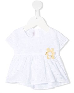 Платье с короткими рукавами и цветочной аппликацией Le bebé enfant