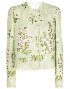Твидовый пиджак с цветочной вышивкой Giambattista valli