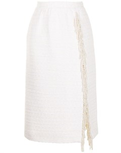 Твидовая юбка миди с искусственным жемчугом Giambattista valli