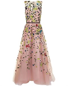 Вечернее платье из тюля с цветочным декором Monique lhuillier
