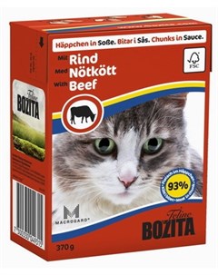 Влажный корм для кошек Feline Beef кусочки в соусе 0 37 кг Bozita