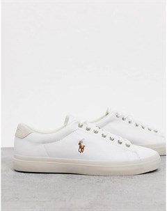 Белые кроссовки поло из искусственной кожи с логотипом longwood Polo ralph lauren