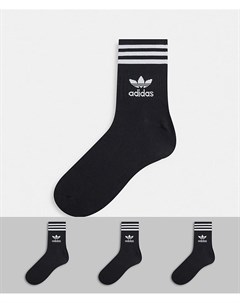 Набор из 3 пар черных носков до щиколотки с фирменным трилистником adicolor Adidas originals