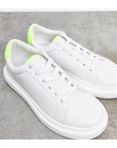 Бело лаймовые кроссовки для широкой стопы на шнуровке Asos design