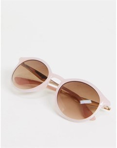 Круглые солнцезащитные очки в розовой пластиковой оправе с коричневыми стеклами Topshop