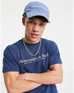 Голубая кепка с логотипом надписью Abercrombie & fitch