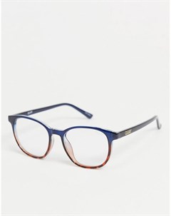 Круглые очки в стиле унисекс с черепаховой оправой темно синего цвета и стеклами с защитой от синего Quay australia